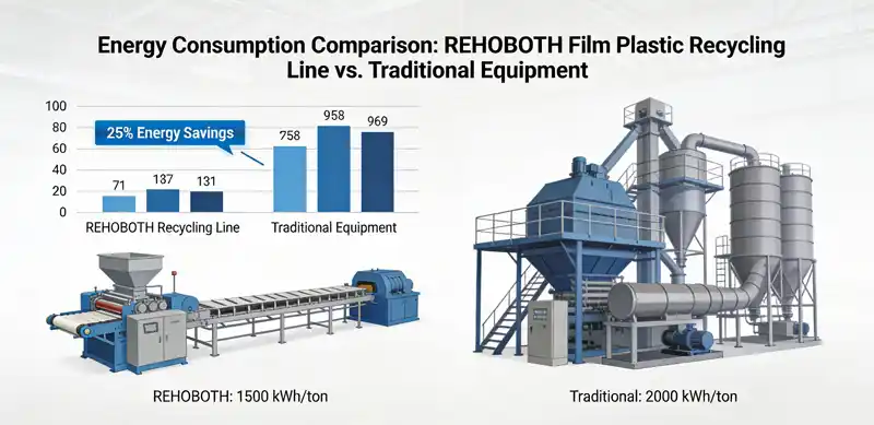 Energy consumption comparison between REHOBOTH and traditional recycling systems