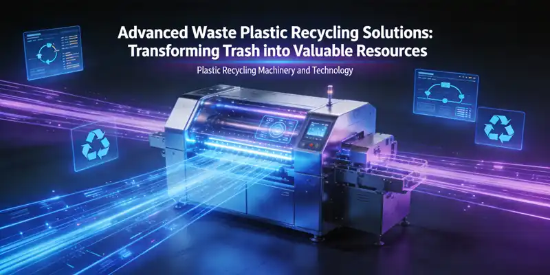 Modern industrial plastic recycling facility with sorting conveyor belts processing various types of plastic waste