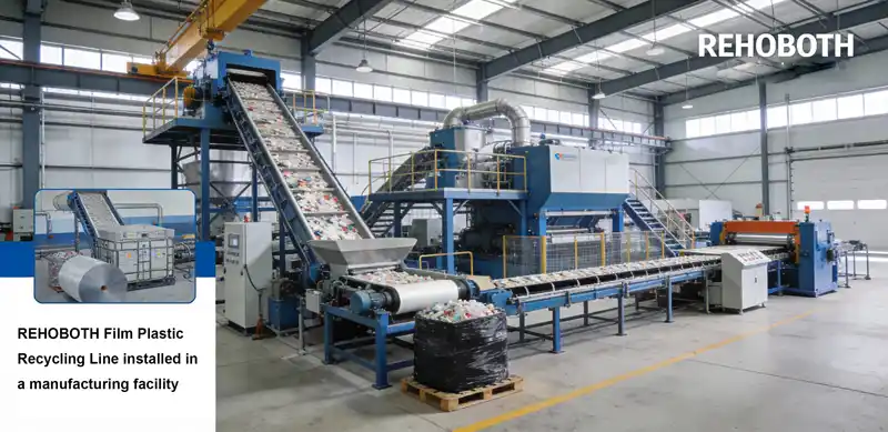 REHOBOTH Film Plastic Recycling Line installed in a manufacturing facility
