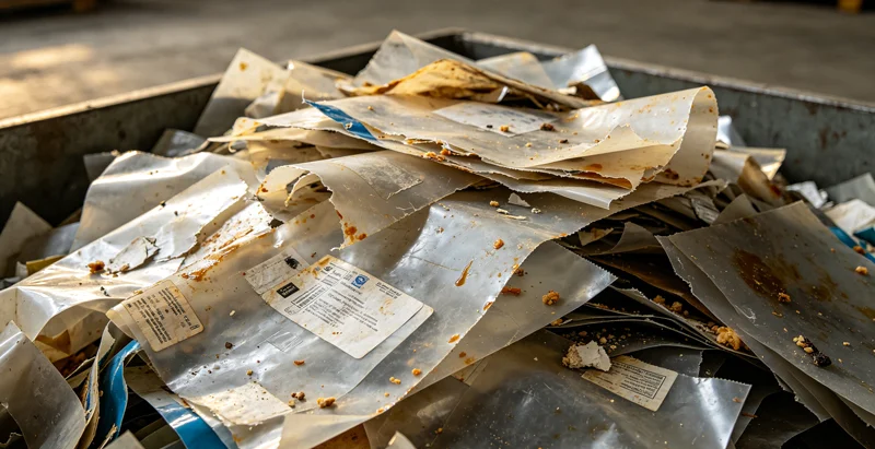 plastic film waste showing contamination